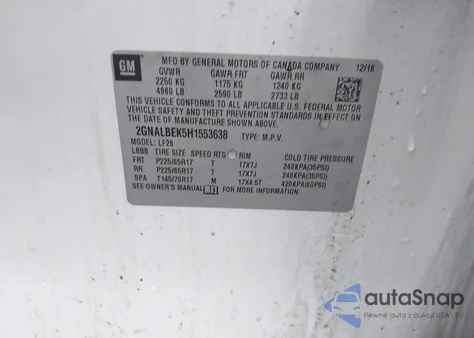 2017 Chevrolet Equinox Ls from USA, damaged, VIN 2GNALBEK5H1553638